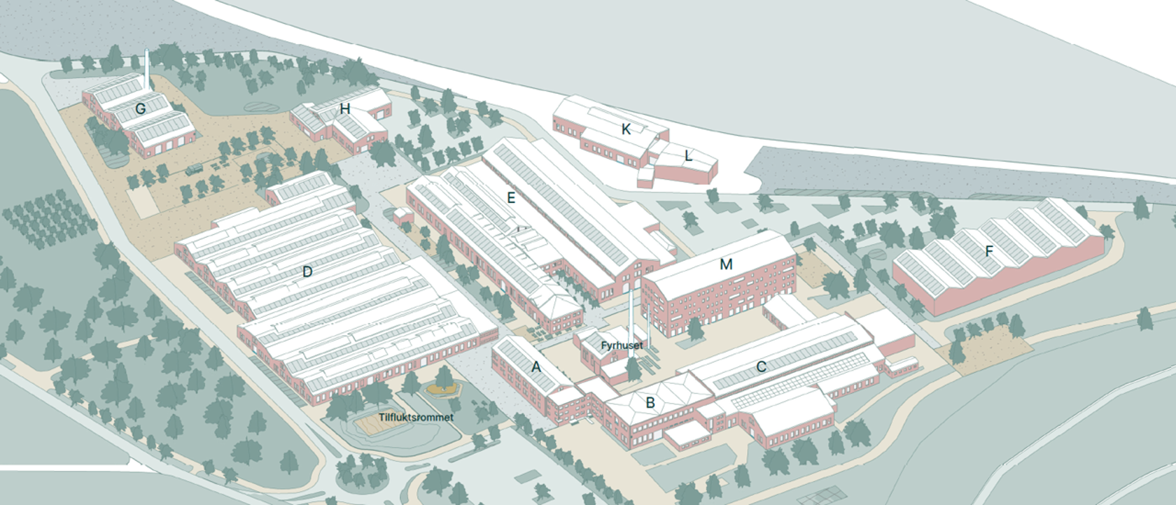 Oversikt over byggene på Sundland Verk